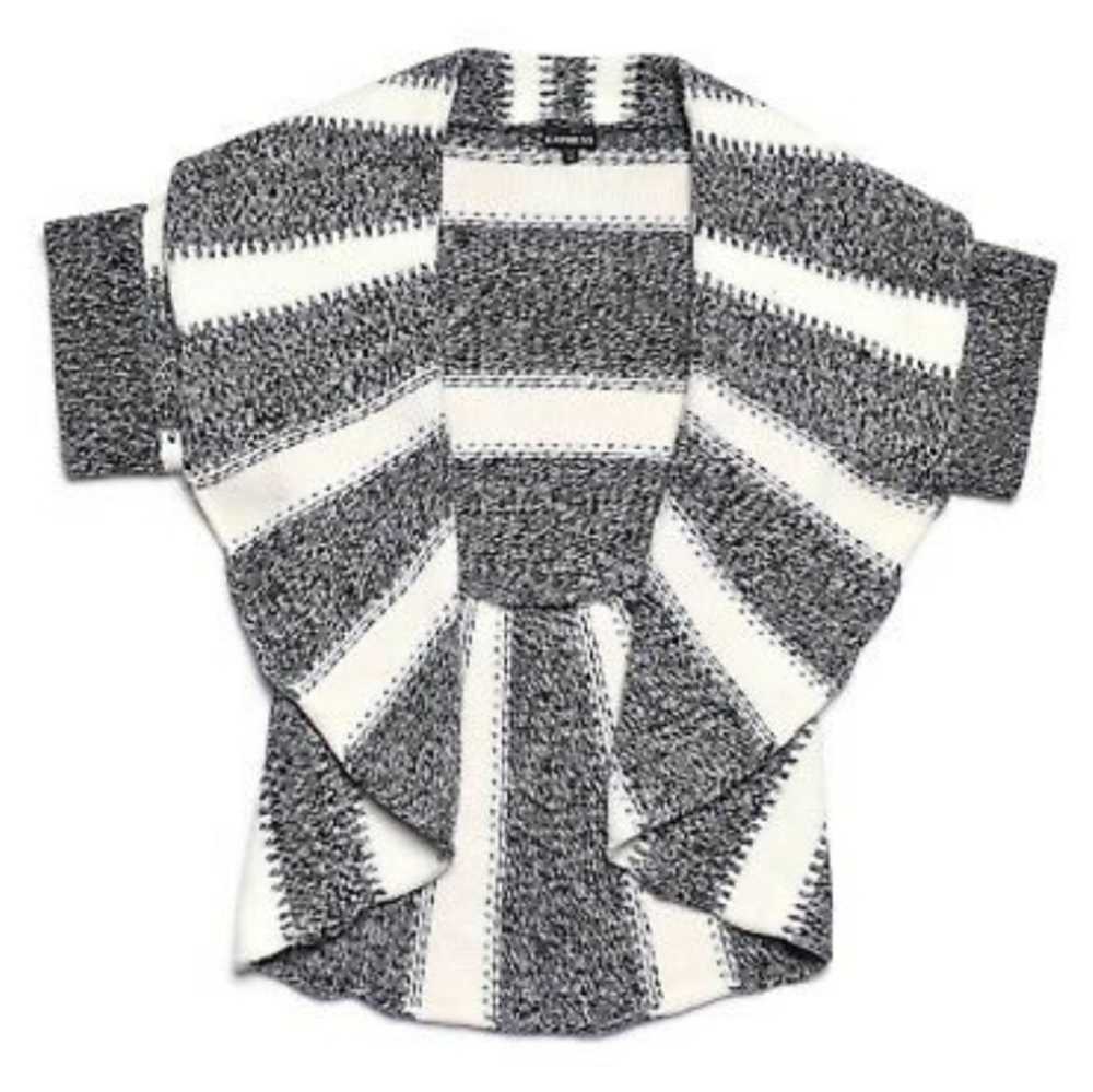 Express Womens Black White Striped Loose Short Sle